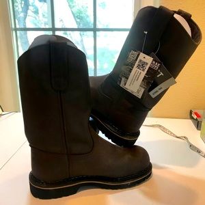 New McCrae steel toe pull on work boots Brown